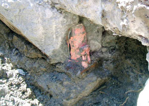 Failed concrete underpinning meant to repair a foundation issue in Arizona City.