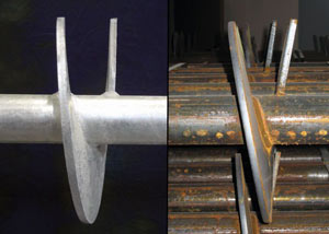 a proper and improper helical blade system in two different foundation piers in Benson.